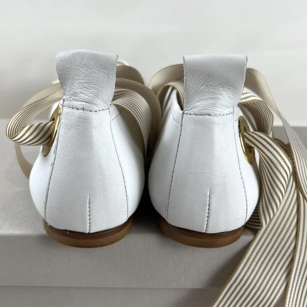 FABIO RUSCONI KIDSKIN LEATHER BALLET FLATS 6.5 - Picture 4 of 8